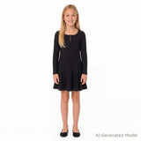 Tween Girls Ribbed Henley Dress | Black