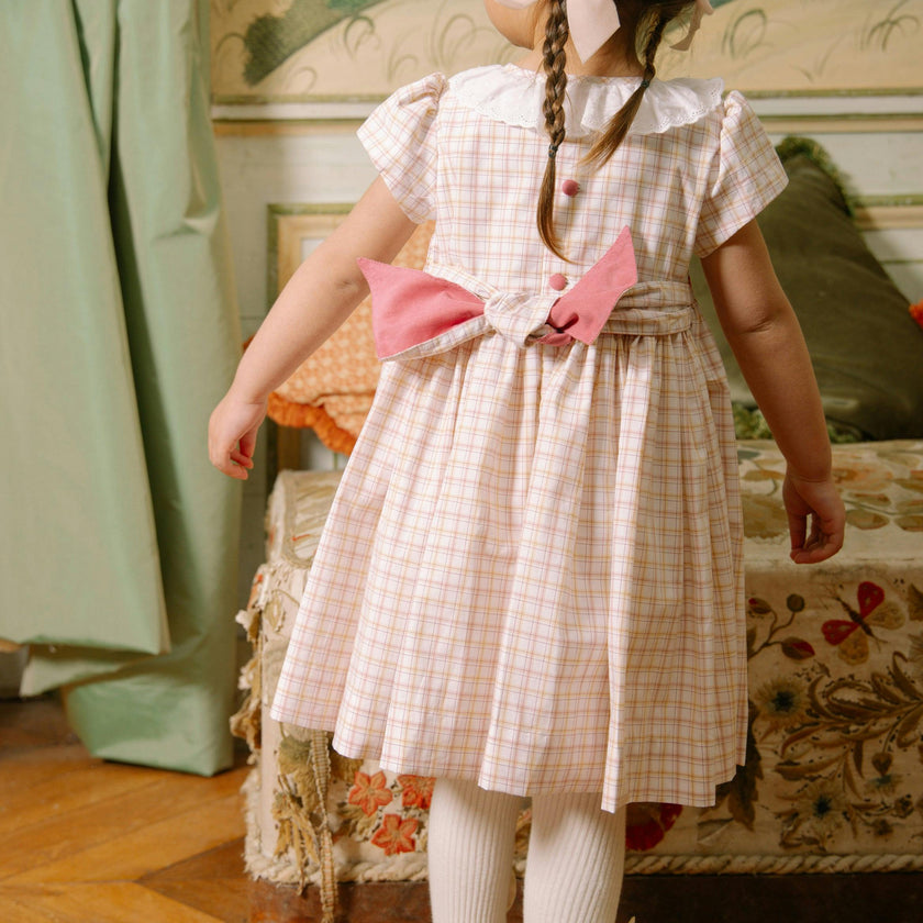 Zita Yellow Tartan Smocked Dress