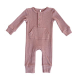 Girls Waffle Romper in Burlwood
