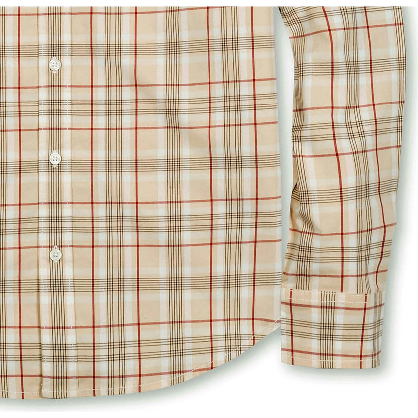 Men's Organic Long Sleeve Stretch Poplin Button Down Shirt, Beige