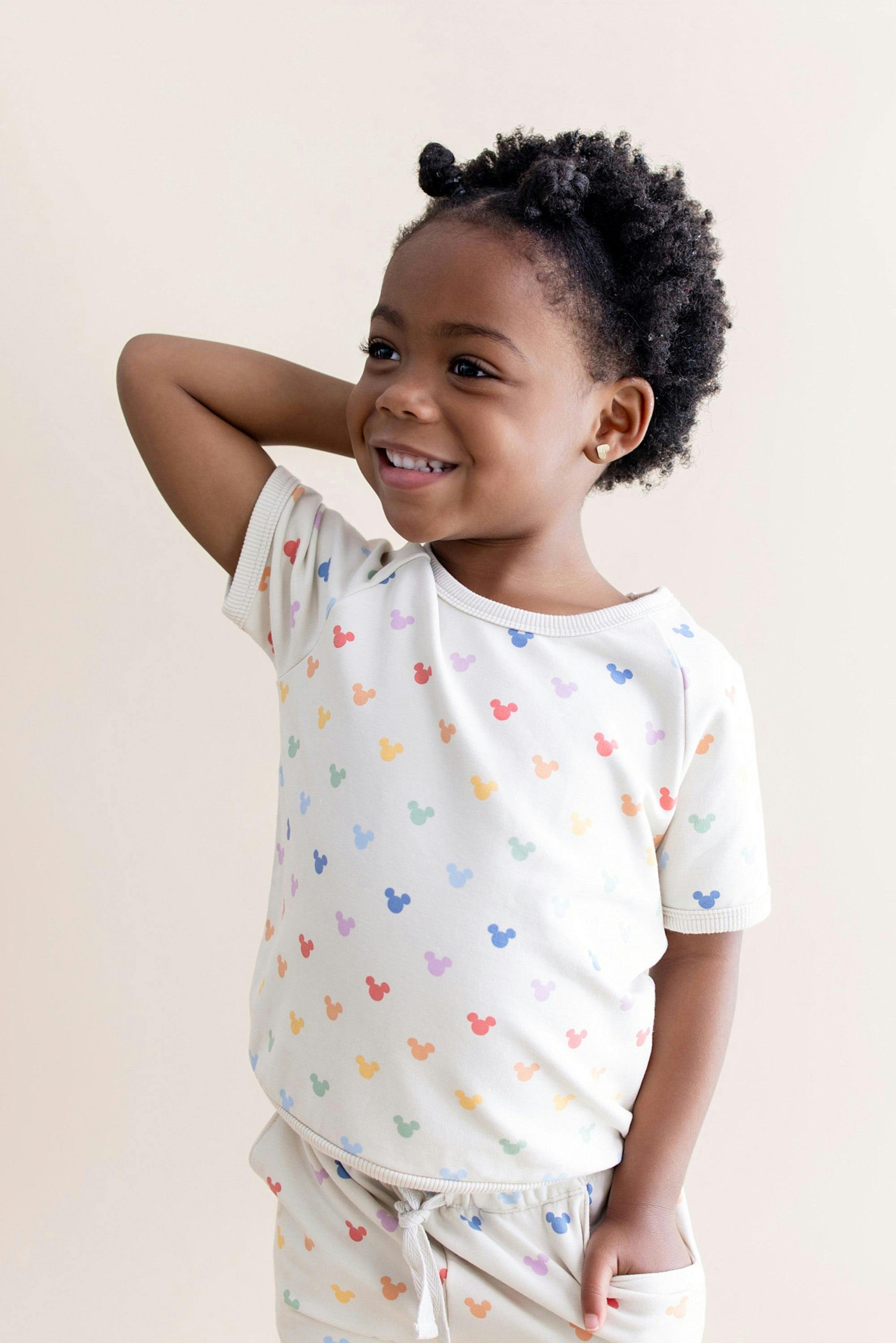 Short Sleeve Jogger Set in Pastel Mickey Mouse