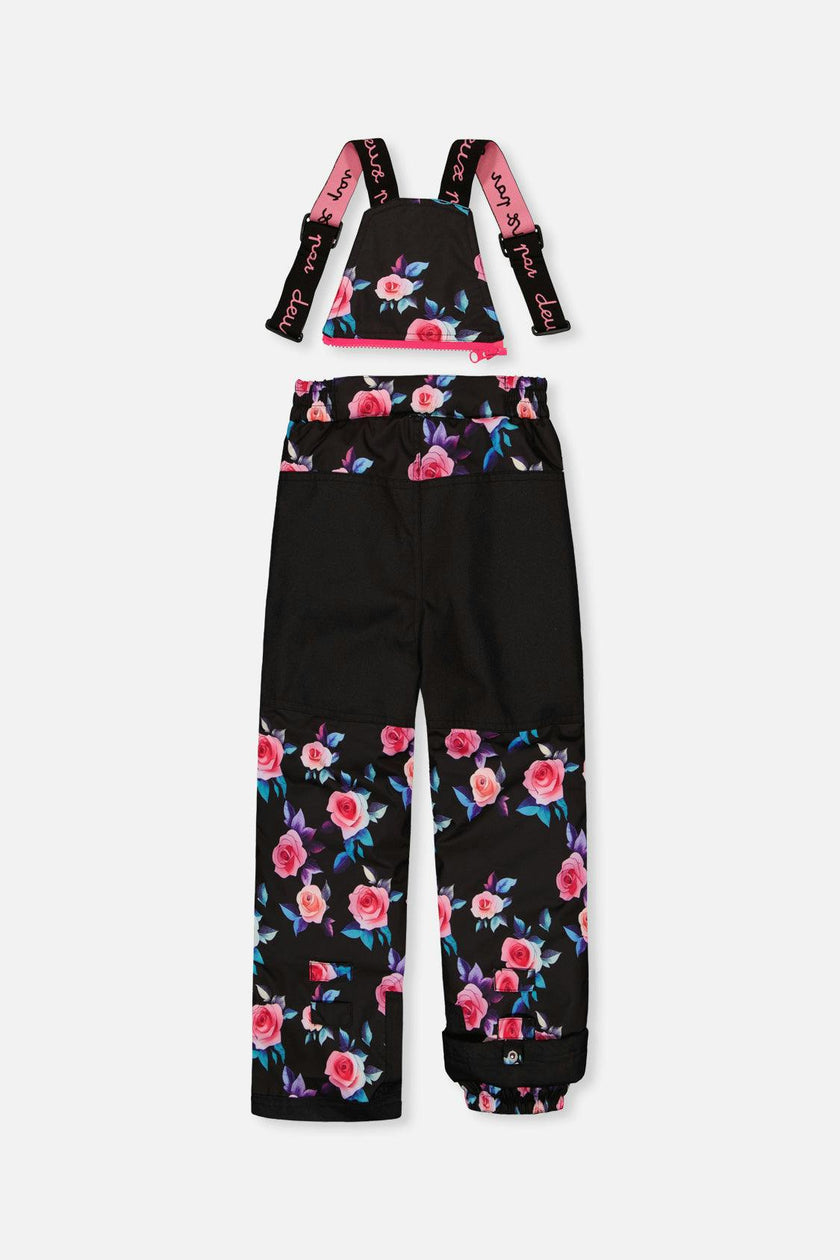 Two Piece Play Snowsuit Black Rose Print