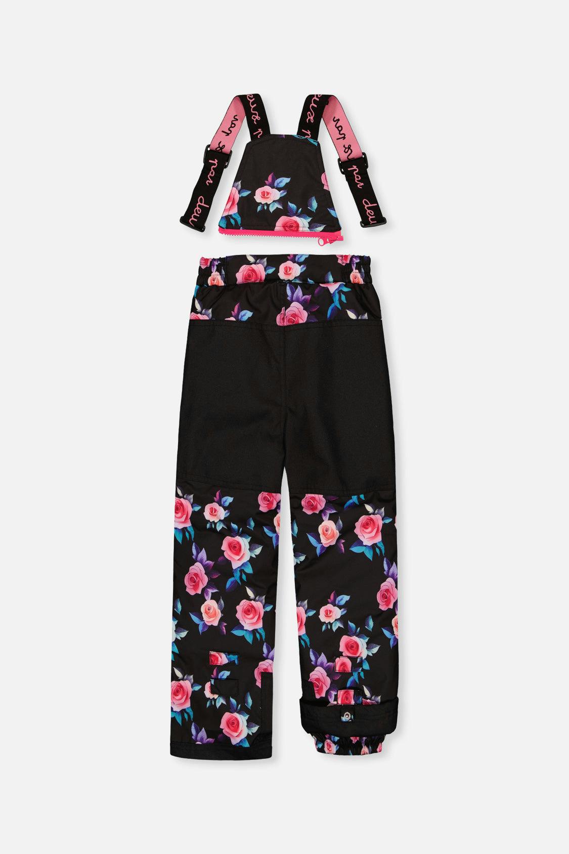 Two Piece Play Snowsuit Black Rose Print