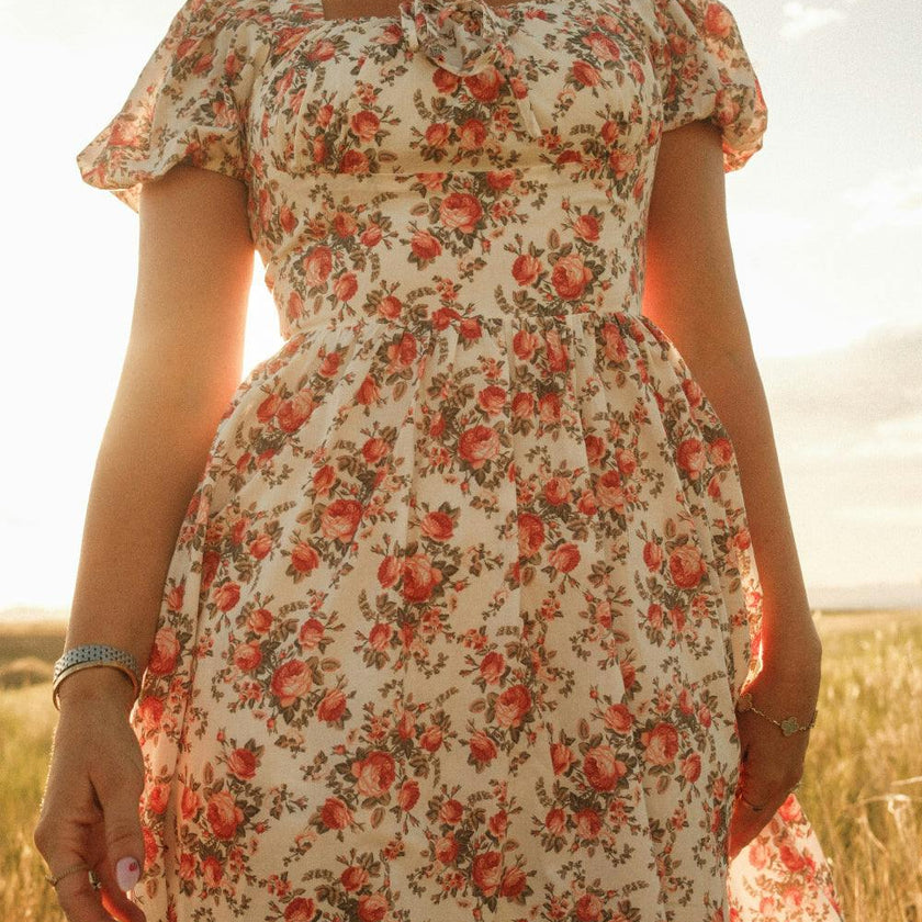 Amira Dress in Ivory Heritage Rose