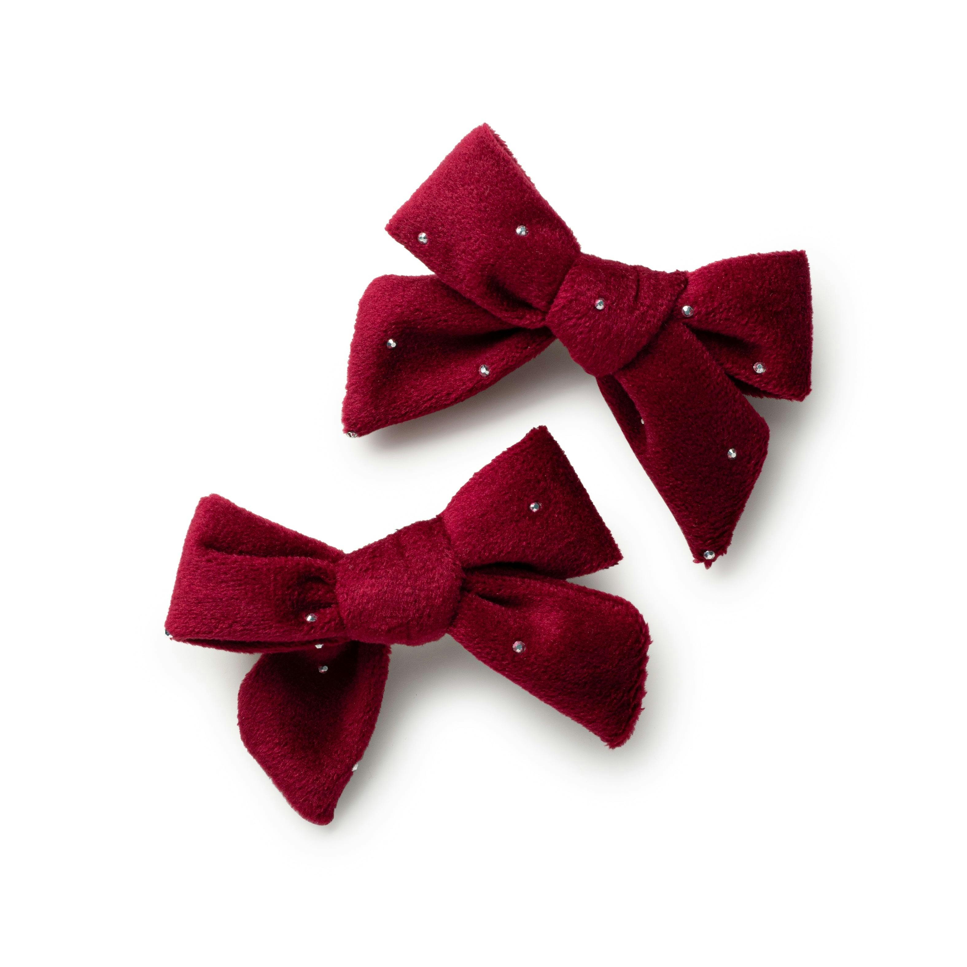 Halo Luxe Vivienne Studded Velvet Double Clip Set - Red