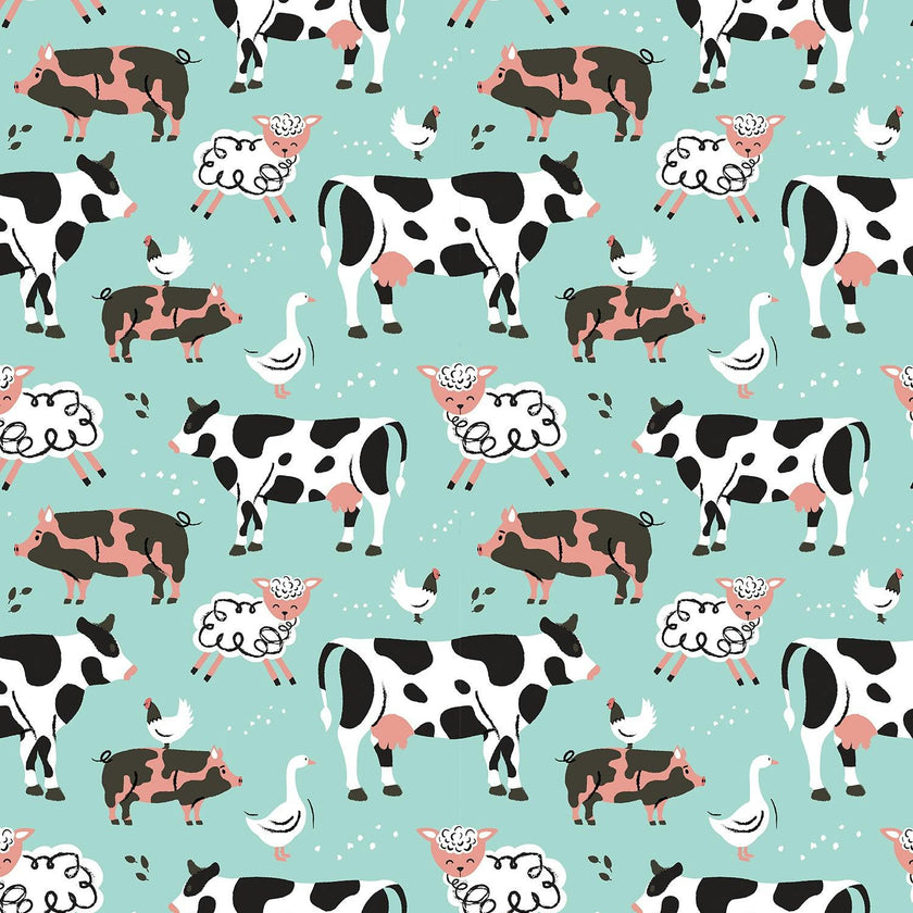 Soft & Stretchy Zipper Footie - Farm Friends