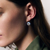 Blue Enamel Bezel Drop Earring