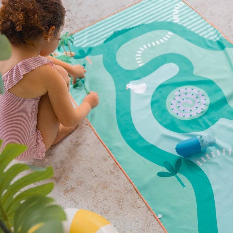 Quut Beach Bag Set Green + Safari Play Towel