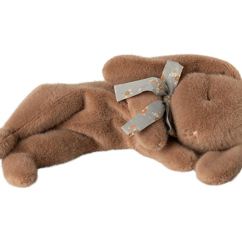 Sleeping bunny plush, Small - Soft brown