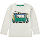 Animal Trolley Graphic Print Crew Neck Long Sleeve T-Shirt, White
