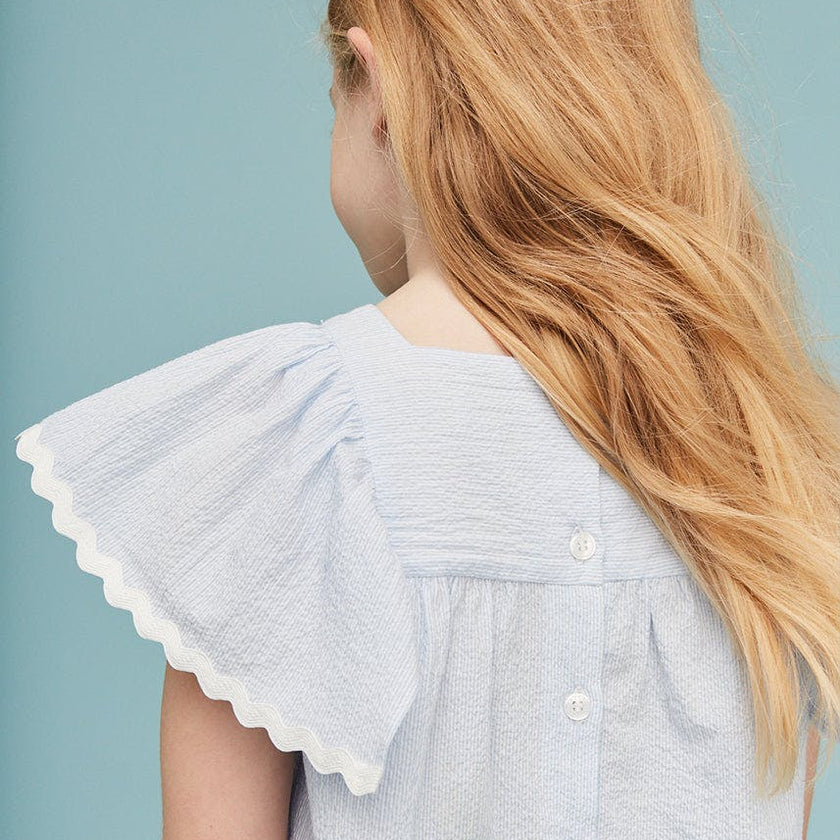 Seersucker Smocked Girl Blouse