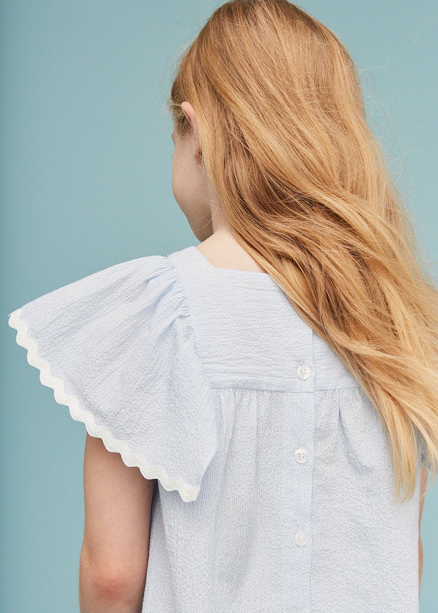 Seersucker Smocked Girl Blouse