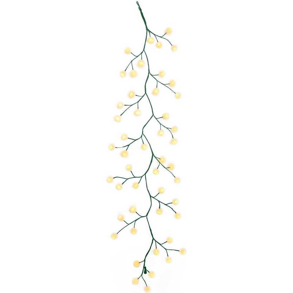 6-Foot Green Garland with 48 Warm White LED Lights and White Ball