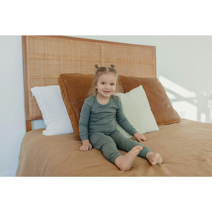 Moss Rib Knit 2-Piece Long Sleeve Pajama Set