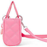 Quilted Rectangle Bow Charm Handbag