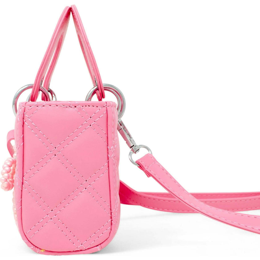 Quilted Rectangle Bow Charm Handbag