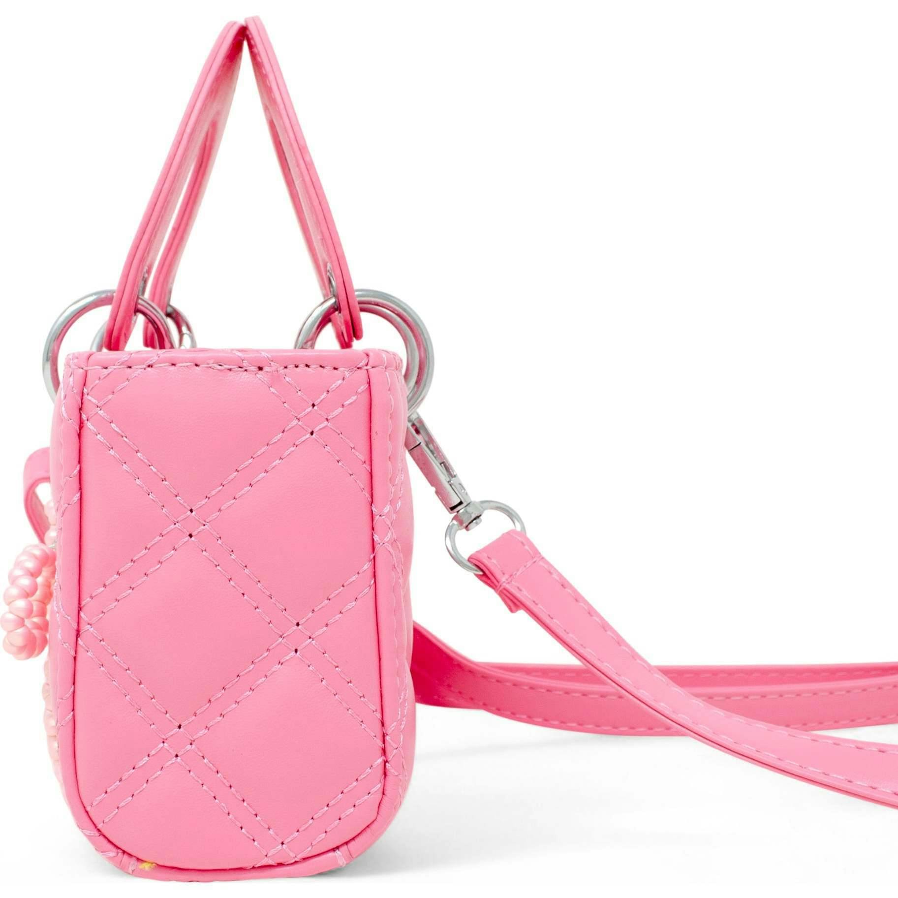 Quilted Rectangle Bow Charm Handbag