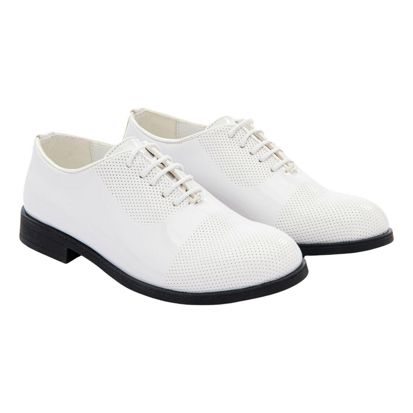 White Closed Lace Dress Shoes