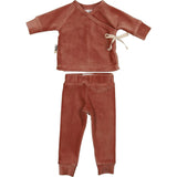 Ribbed Velour Long Sleeve Kimono Top & Pant 2-Piece Set