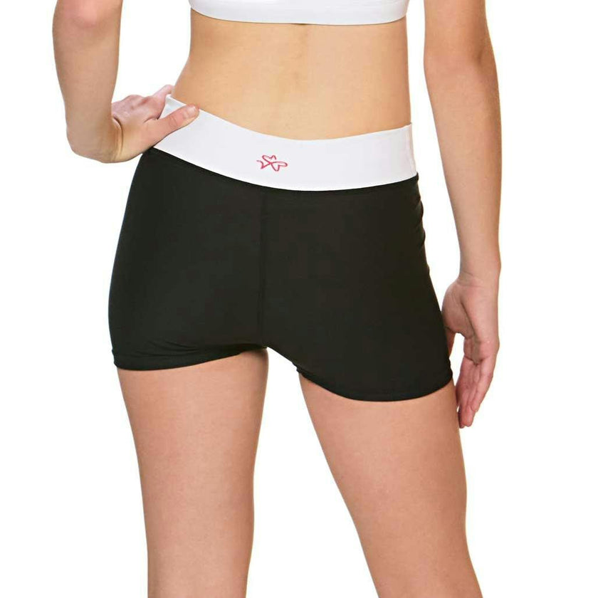 Ava V-Waist Compression Shorts - Black and White