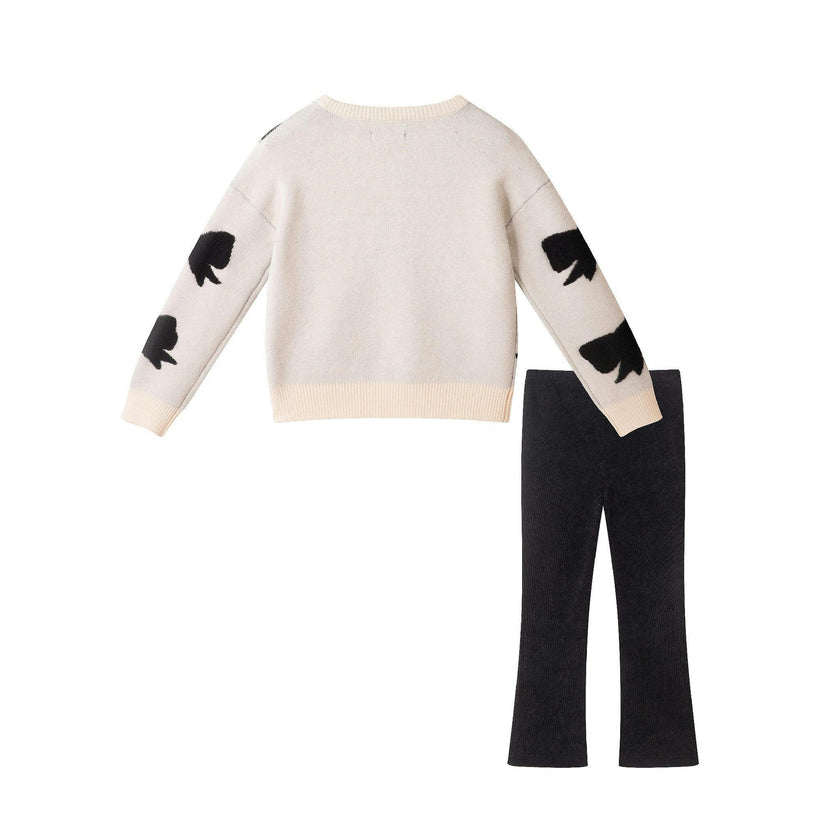 Kids Sweater & Legging Set | Cream Bow