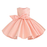 Peach Sabina Satin Flared Dress with Side Bow