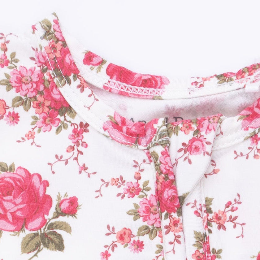 Elegant Roses - 2 Way Ruffle Back Zipper Footie