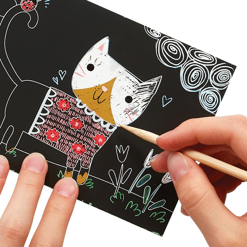 Scratch and Scribble Mini Scratch Art Kit - Cutie Cats - 6 Cards