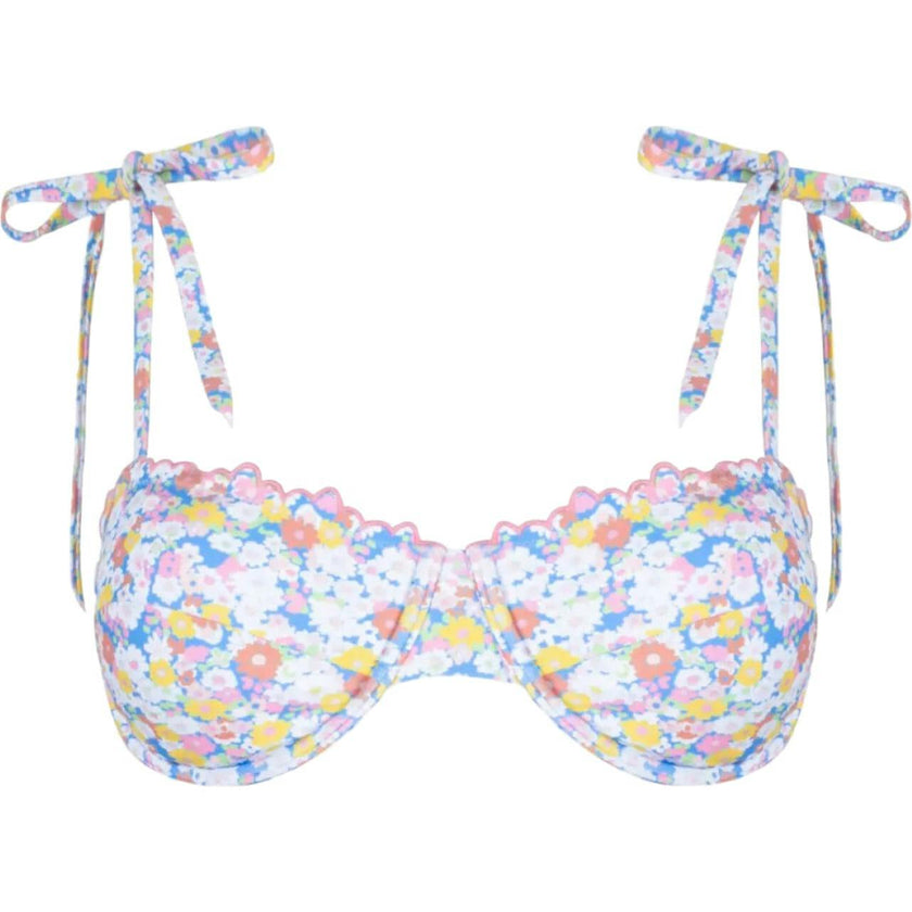 women's jasmine blossom cup bikini top with tie straps