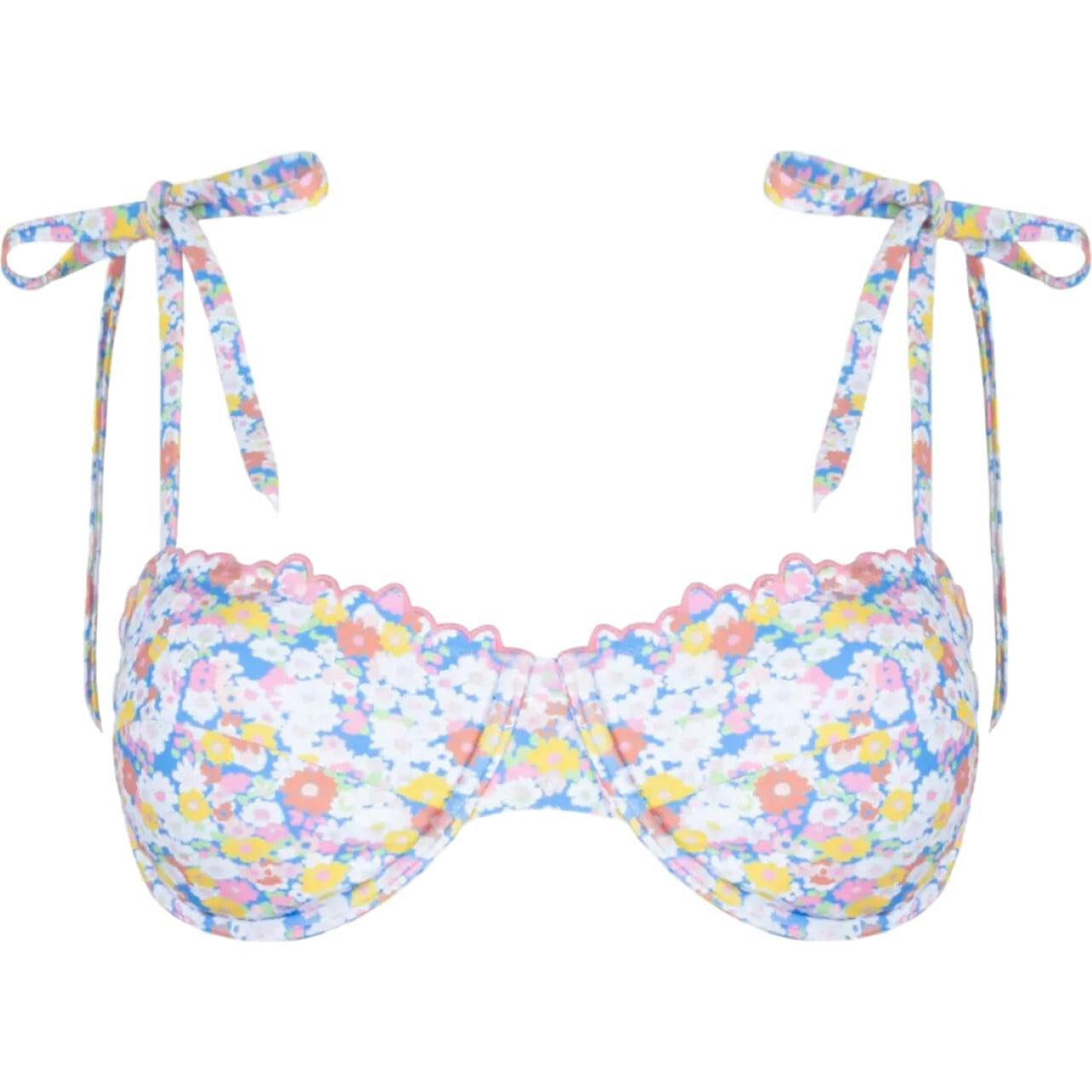 women's jasmine blossom cup bikini top with tie straps