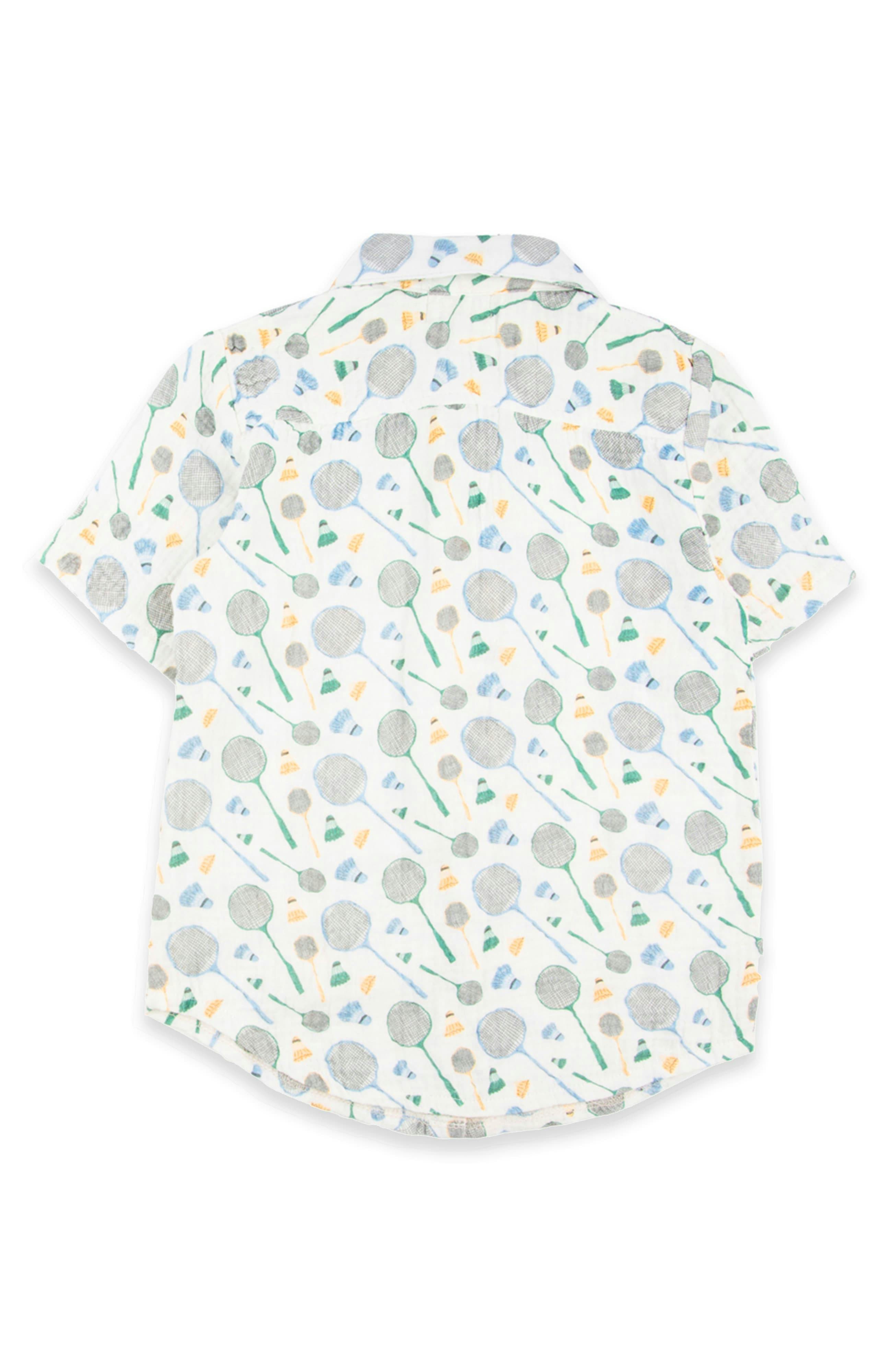 JERRY SHORT SLEEVE BUTTON UP BADMINTON RAQUET