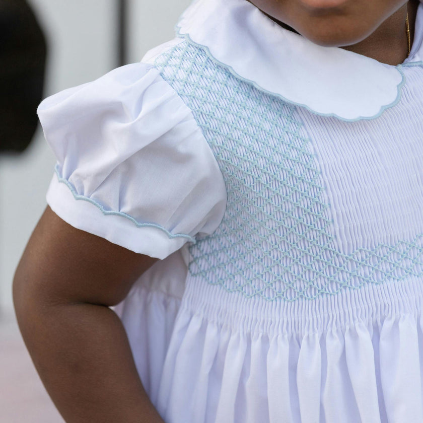 Eloise Dress in Smocked Sailboats