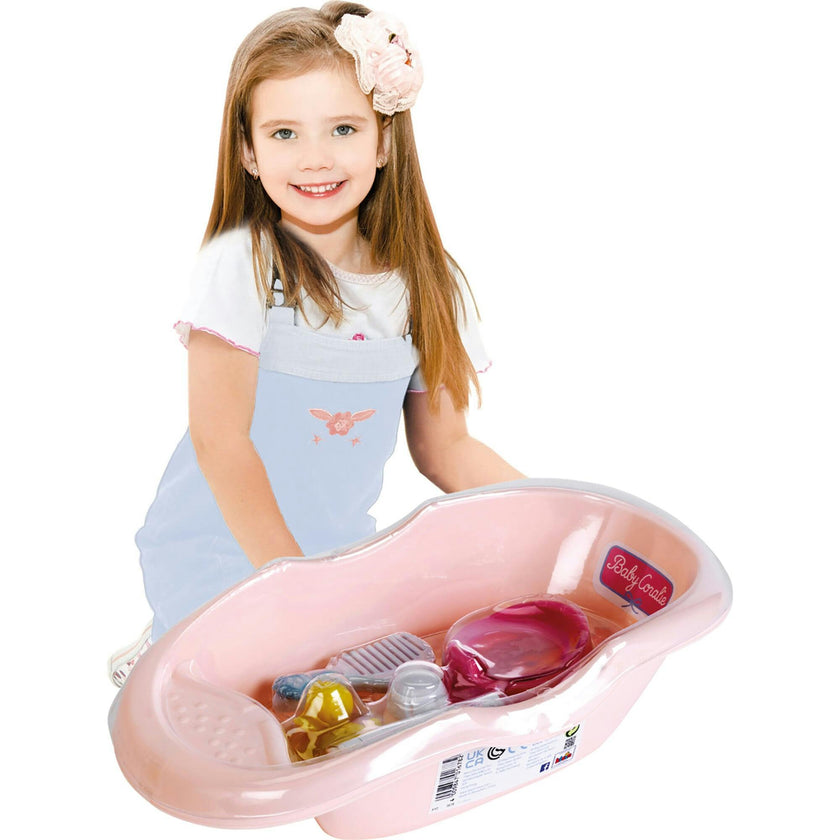 Klein: Baby Coralie Bathtub - Pink 6pc Set - Bath Care Accessories For Dolls