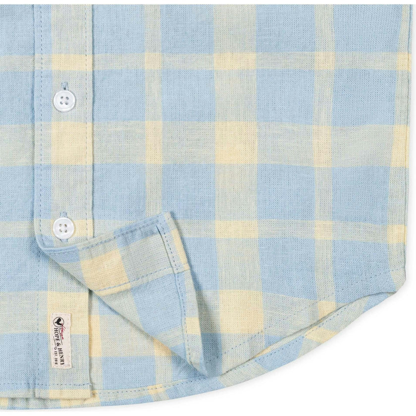 Linen Short Sleeve Shirt, Blue
