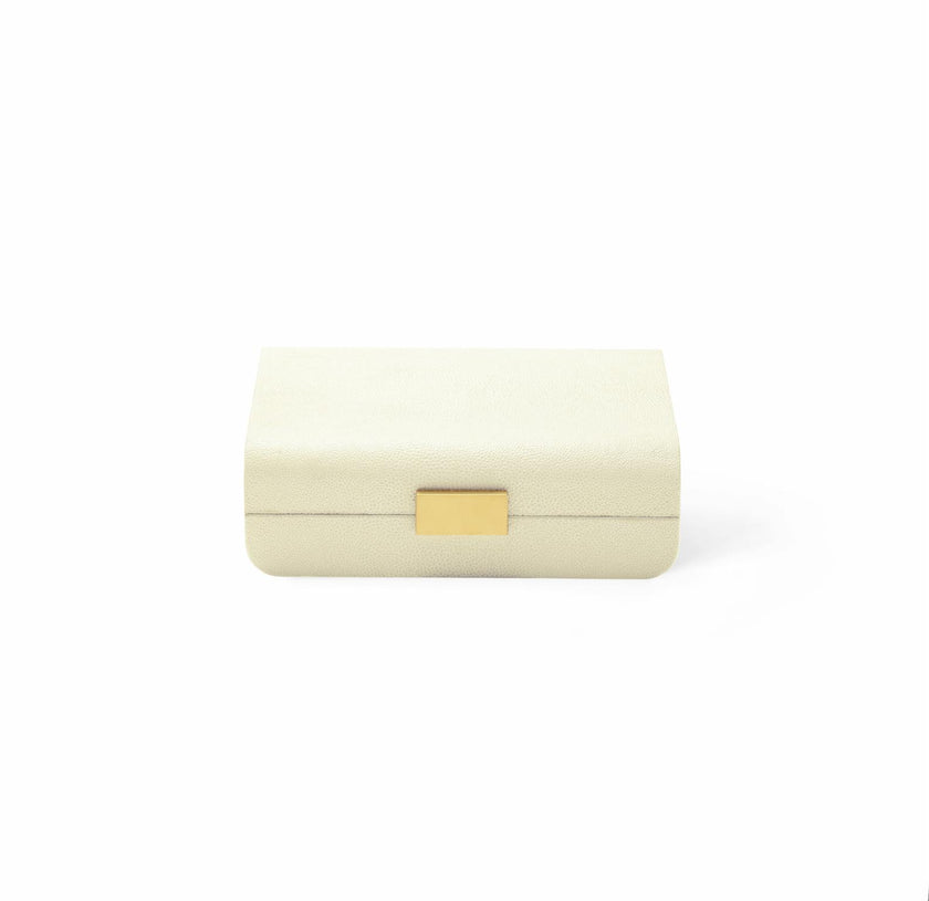 Modern Shagreen Small Jewelry Box, Cream
