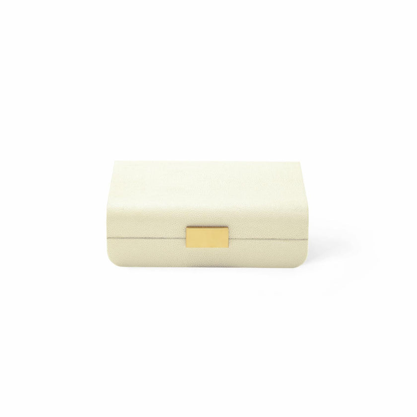 Modern Shagreen Small Jewelry Box, Cream