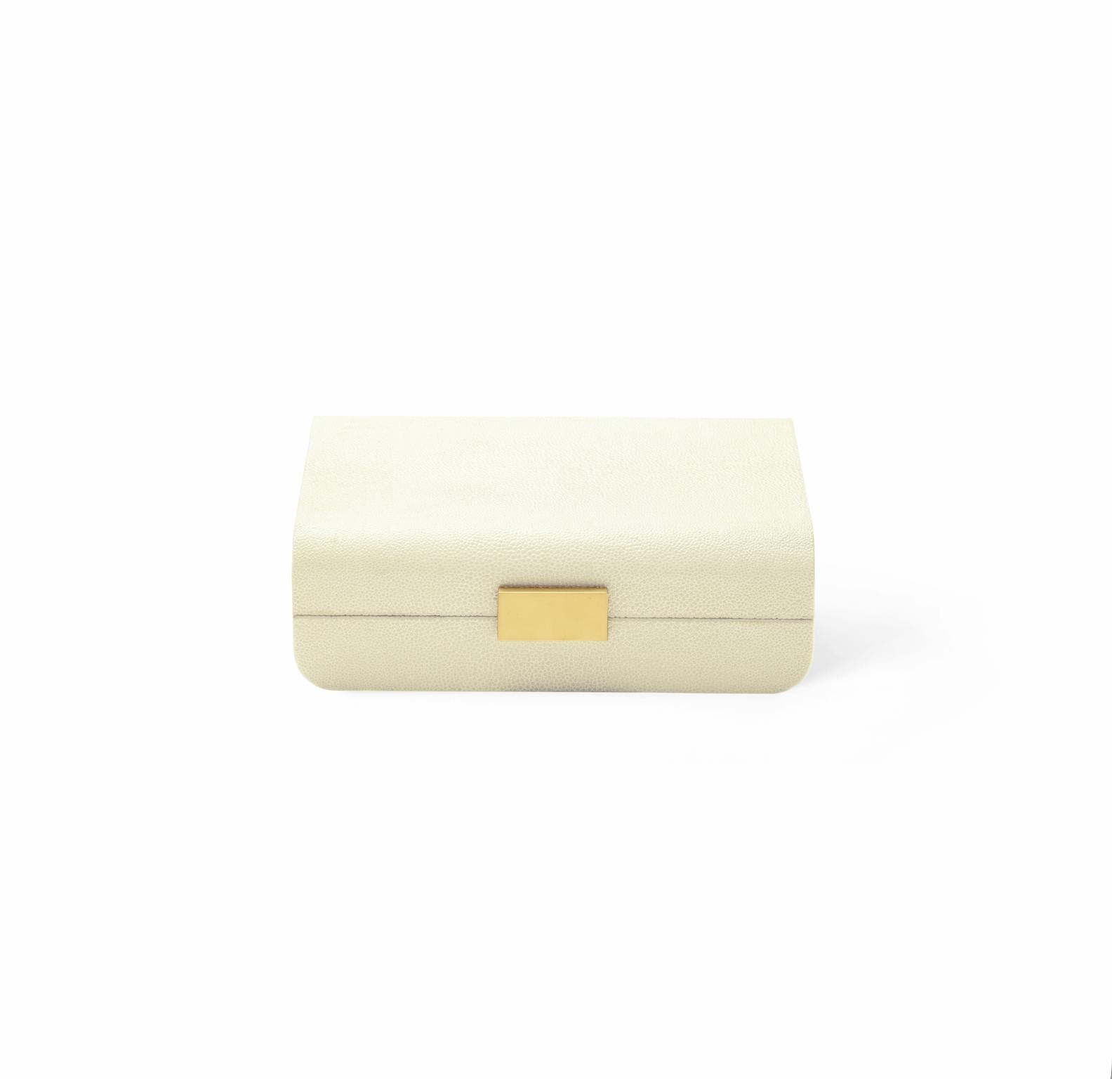 Modern Shagreen Small Jewelry Box, Cream