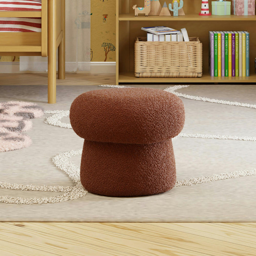 Mini Mushroom Pouf in Rouge Teddy Loop