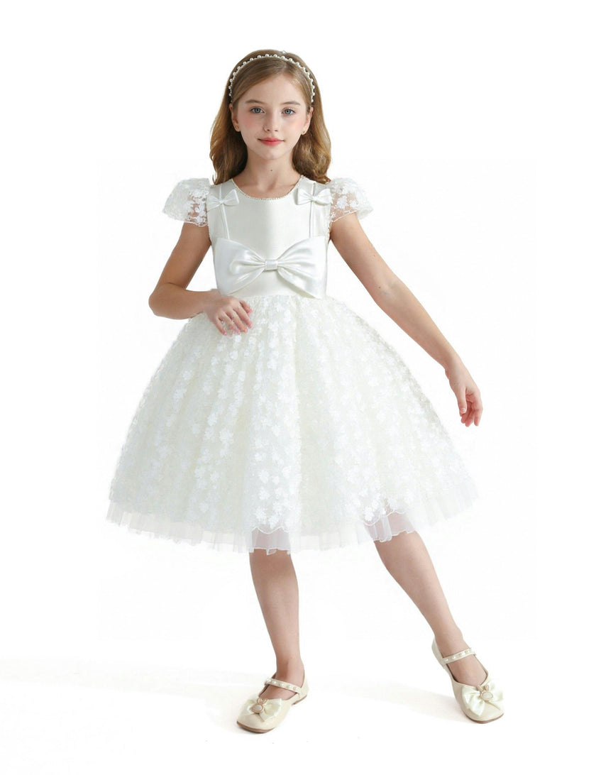 White Floral Bow Upton Dress