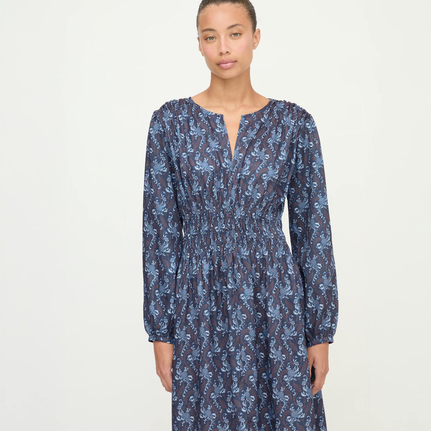 The Rosely Dress - Navy Cala Paisley