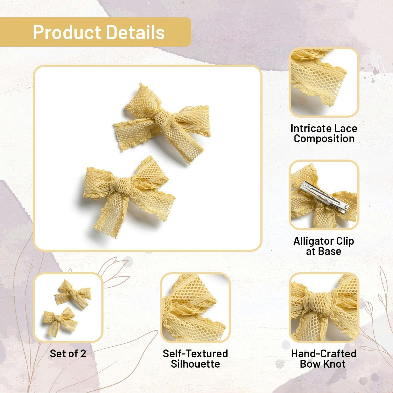 Halo Luxe Mae Lattice Lace Double Clip Set - Lemon