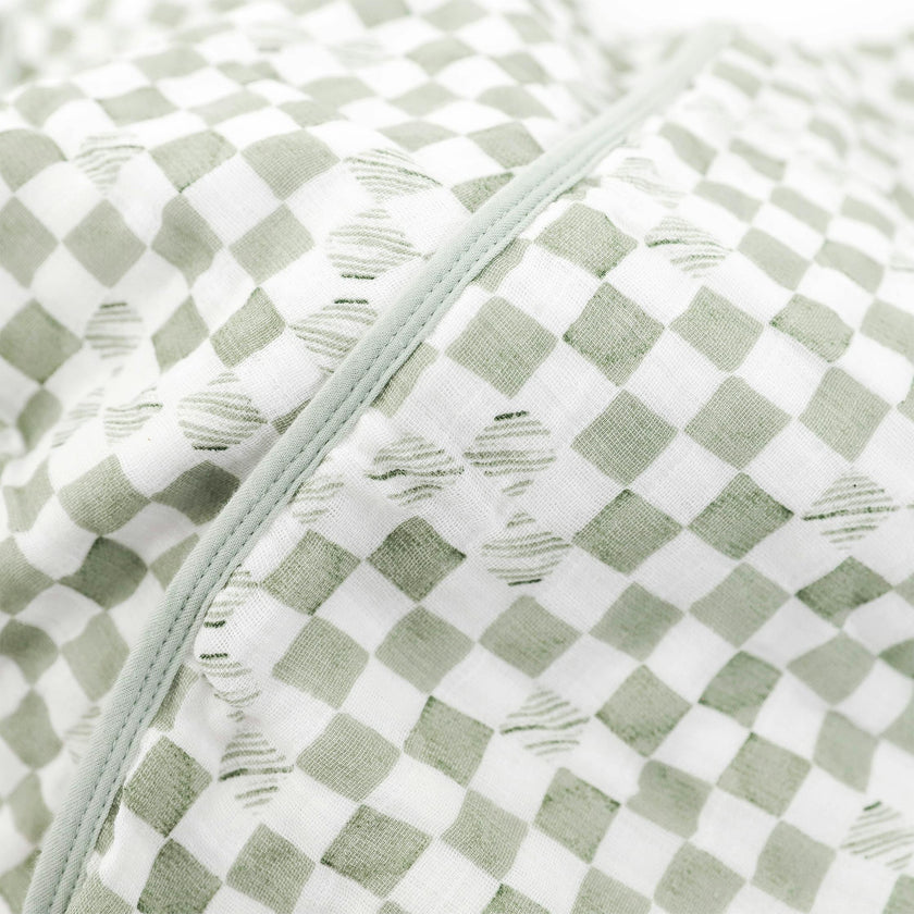 Original Organic Cotton Muslin Quilt - Green Checker