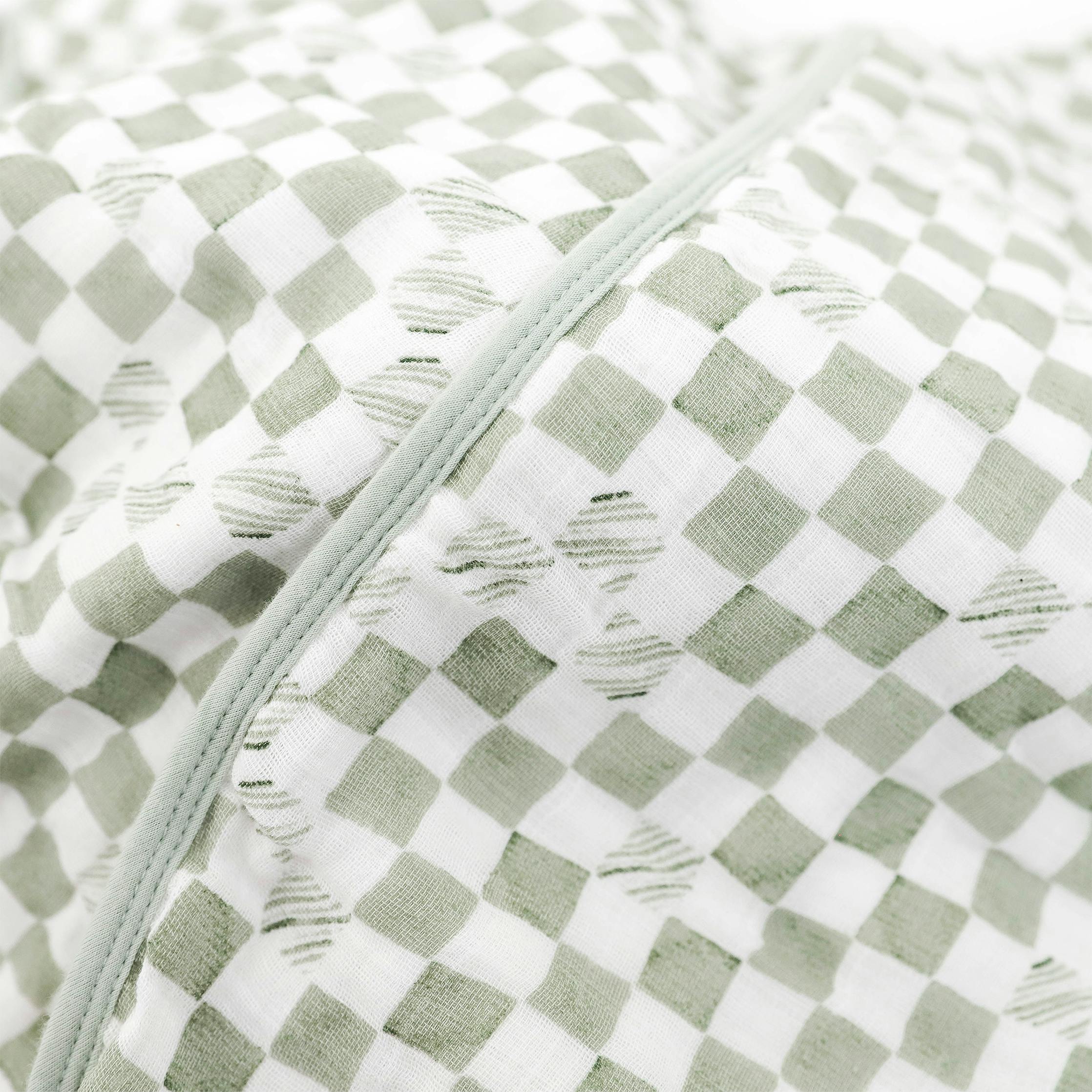 Original Organic Cotton Muslin Quilt - Green Checker