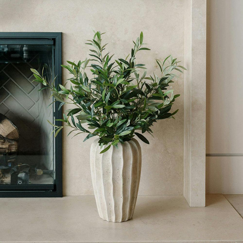 30" Faux Olive Arrangement in Artisan Vase