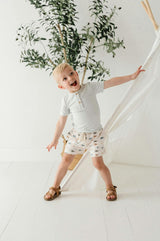 Boy's Short Sleeve Henley Shirt Retro Banner