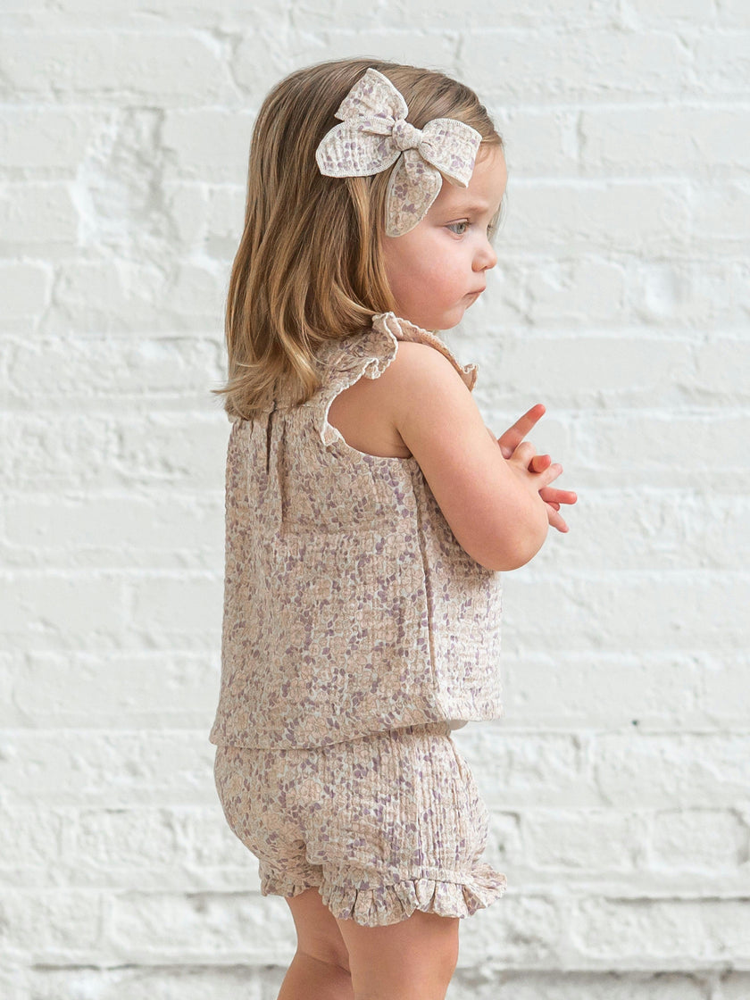 Colette Muslin Tank and Bloomer Set - Vionna Floral / Shell + Fog