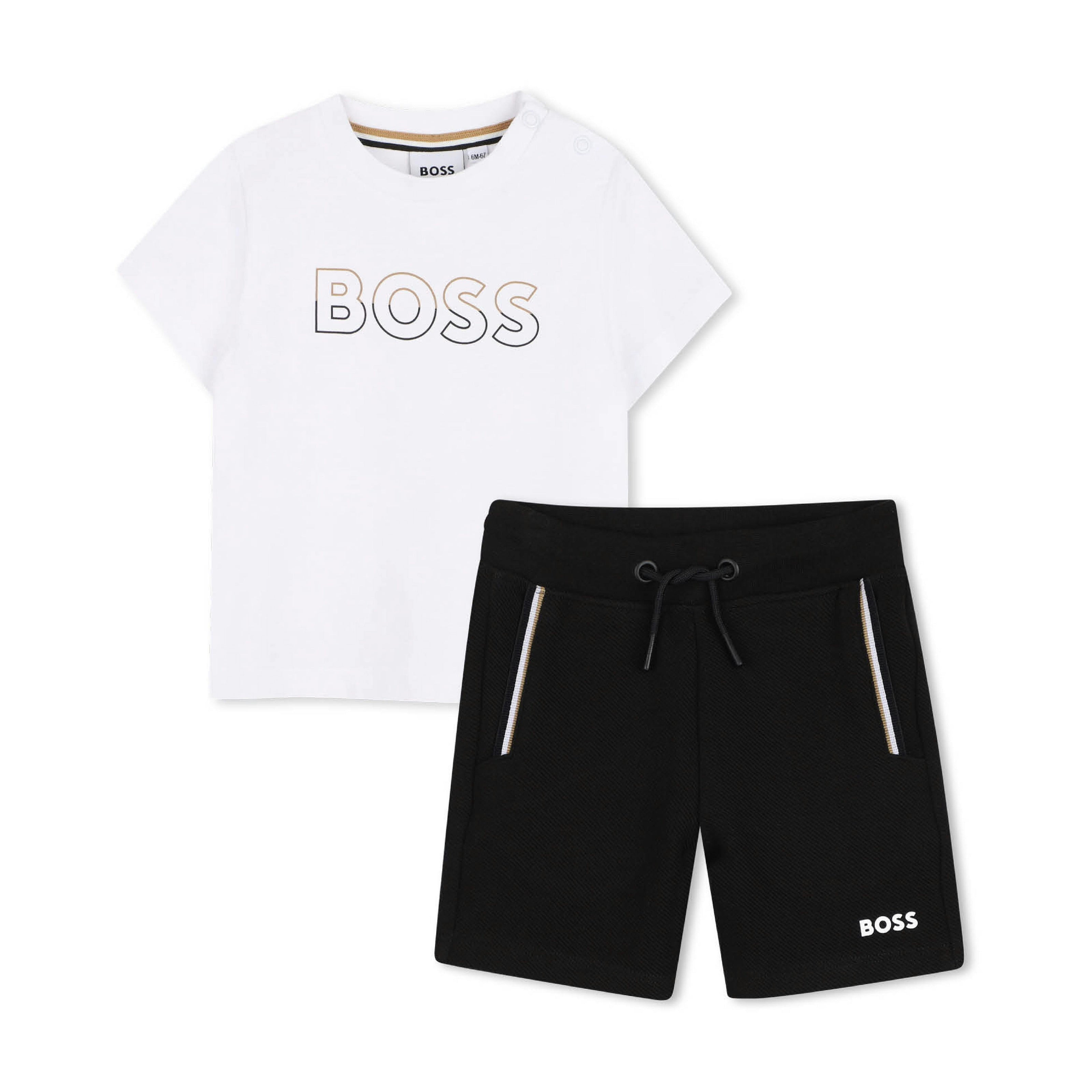 White & Black Logo Short Set