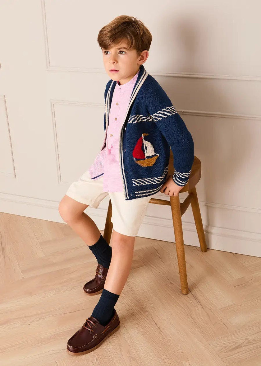 Boat Motif Knitted Cardigan in Navy (2- 10yrs)