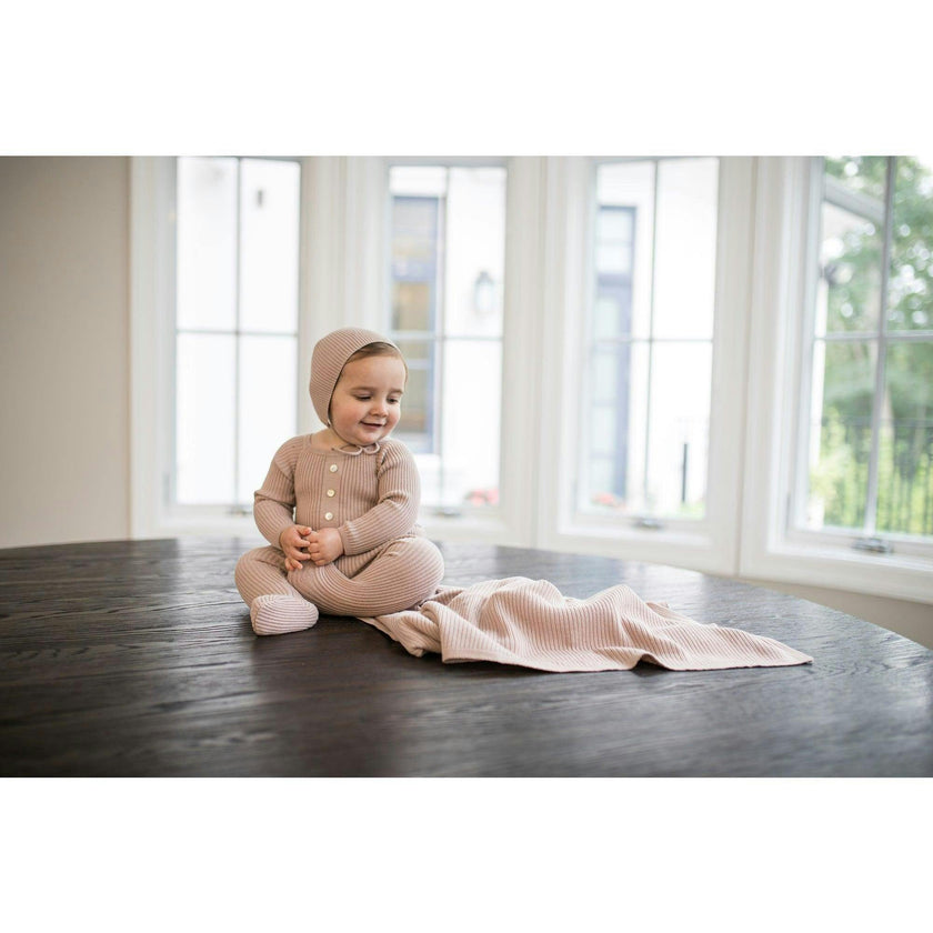 Button Knit Long Sleeve Footie