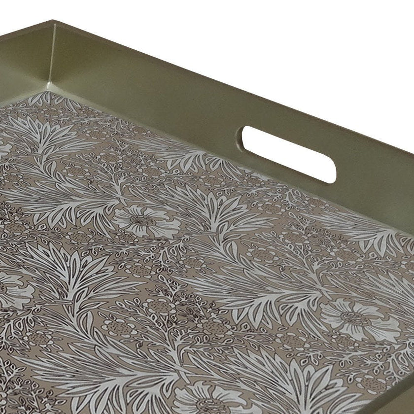 Handmade Reverse Painted Mirror Tray  Sand Floral - Extra Large Arcadia Home